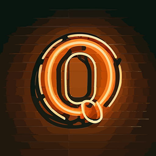 letter "O", logo, rock n roll style, warm neon light , minimal, vector, simple, flat,
