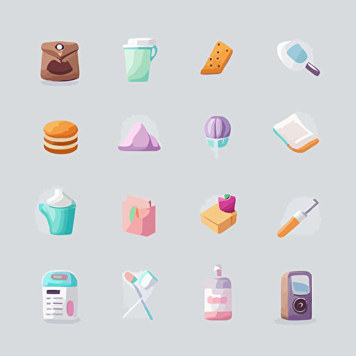 everyday tasks, icon, pastel, white background, vector