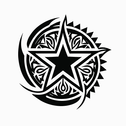 minimalistic vector logo of star black and white islamic style