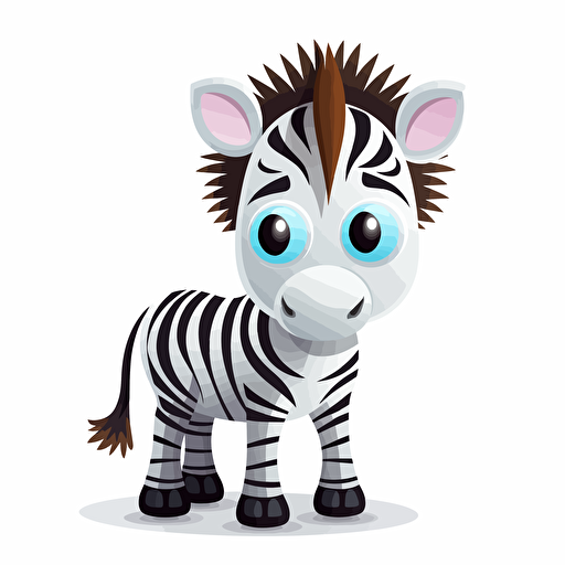 cute zebra, detailed, cartoon style, 2d clipart vector, creative and imaginative, hd, white background