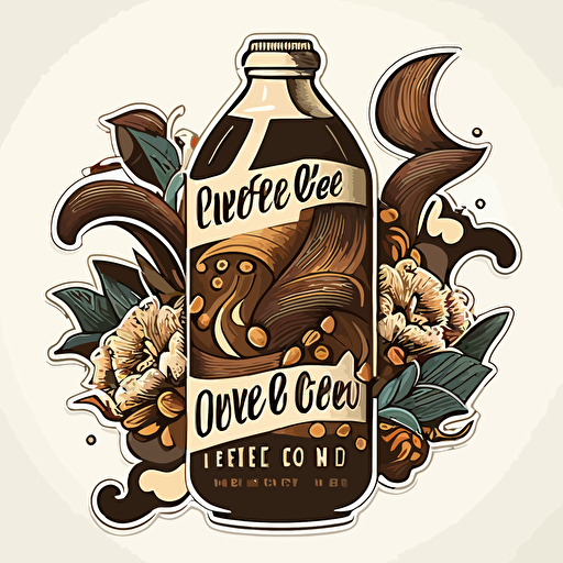2d vector art ukiyo-e style brown wave sticker as a logo for a cold brew coffee company