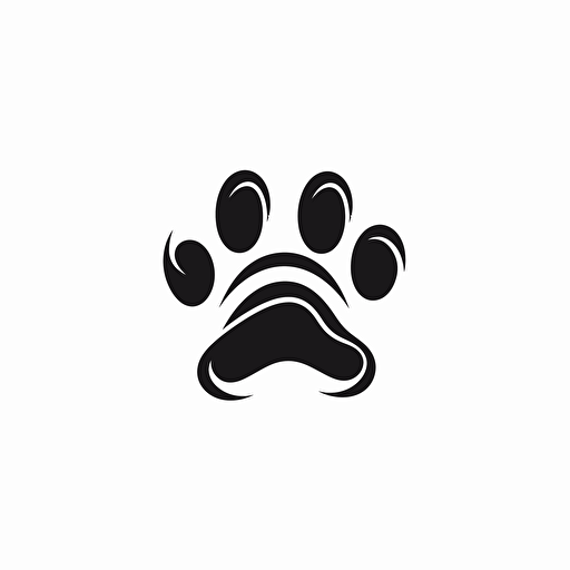 wisdom dog footprint illustration, minimal, outline strokes only, black and white, logo, vector, minimallistic, white background