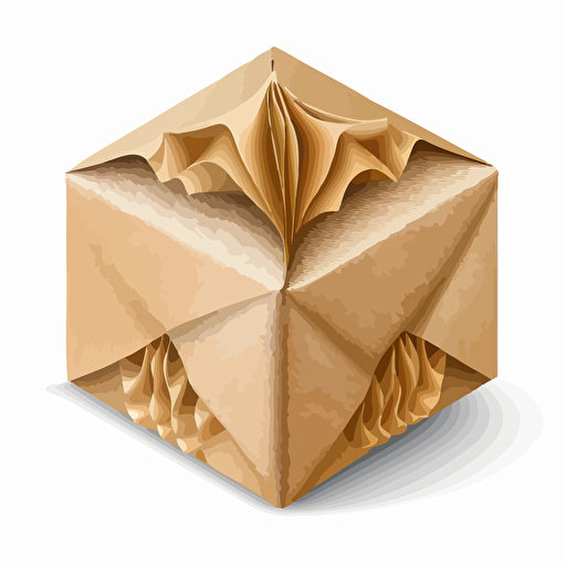 a closed package wrapped in craft paper on white background viewed from the top in vector art style