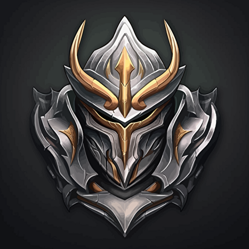 una armadura plateada de caballero medieval, vector, estilo league of legends, icon, rayos magicos