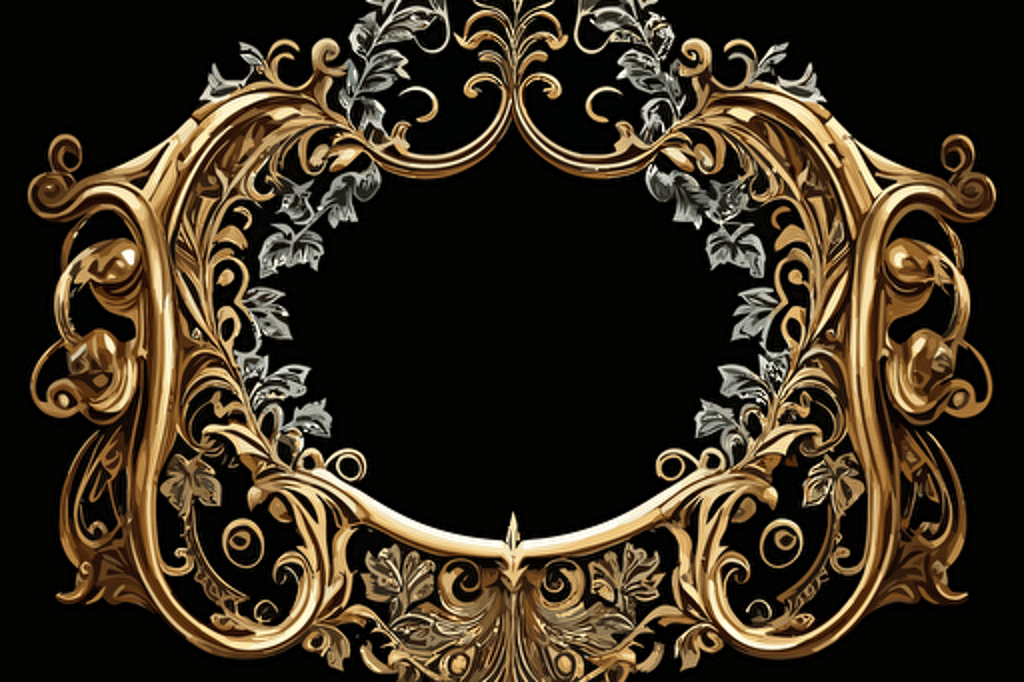 Huge filigree gold picture frame, high quality, detailed, vector,