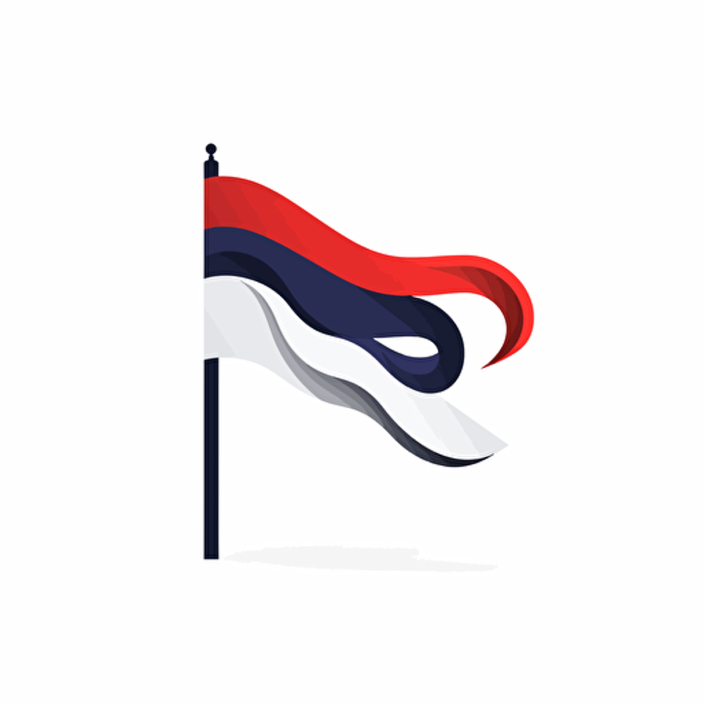 clean minimalistic vector illustration of a political flag, waving in motion, white background