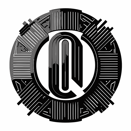a futuristic monogram logo containing all the alphabets from the word O S M I Q U E, black vector on white background, flat, 2-d