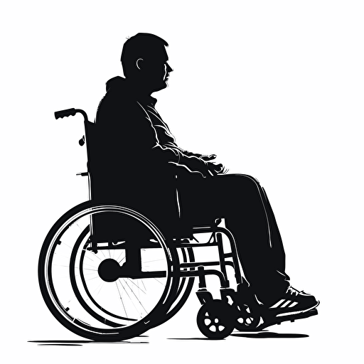 A man with ALS in a wheelchair like stephen hawking, simple vector art