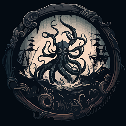 a kraken, 2d vector art emblem