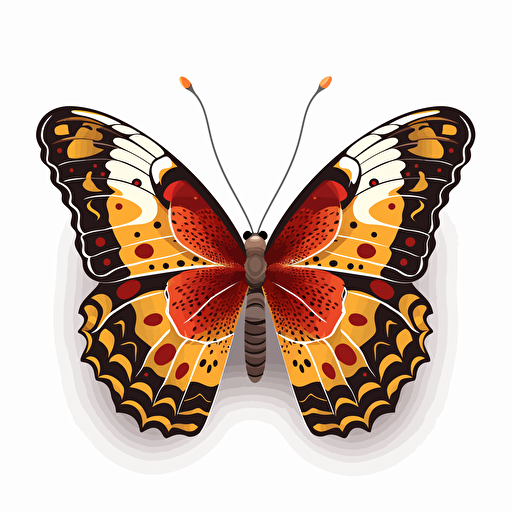 beautiful exotic butterfly, fussy cut, sticker, vector, white background