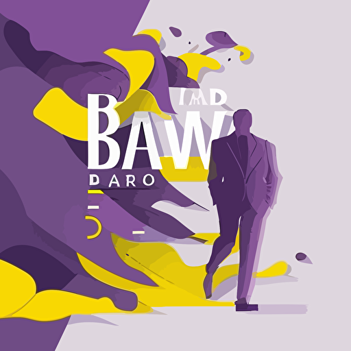 Modern, flat, vector, illustration of be brave to follow your dream and business. In colors purple, yellow, gray and white background. Without text.
