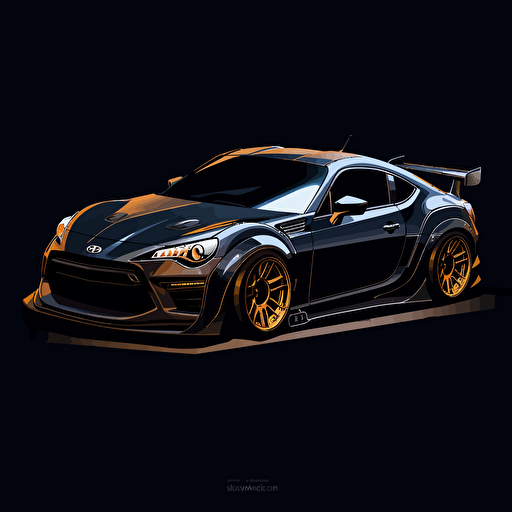 raphic design, jdm, 2023 subaru brz, new brz, limited colors, vector style, high quality, black background