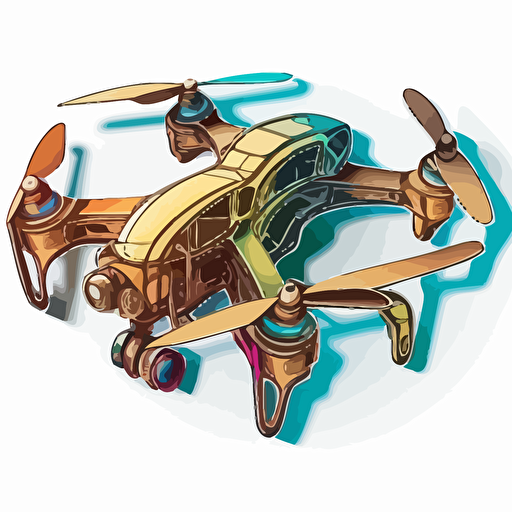 sticker, color, quad copter drone, contour, vector, white background