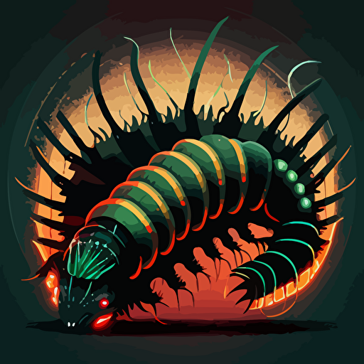 A giant centipede, Vector illustration for a videogame anime style