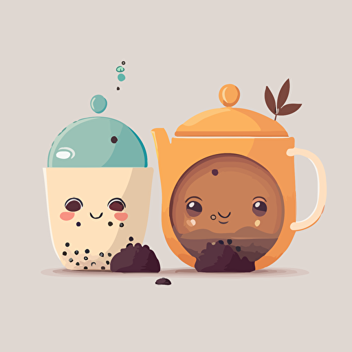 tea,coffee,soup,bobble tea white background,Flat Illustration Style,cartoon,Vector
