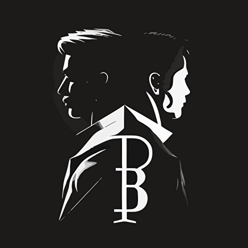 double b vector logo, , illustration, dark colors, flat design, modern style, black and white