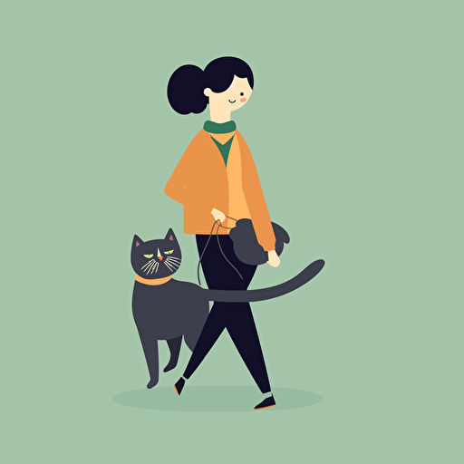 a cat person, vector, illustration, flat
