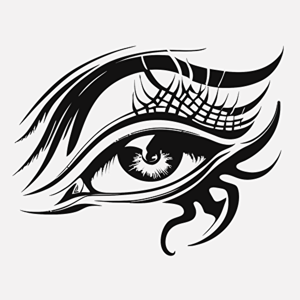 anime eye of horus, vector art, black white, logo, transparent background
