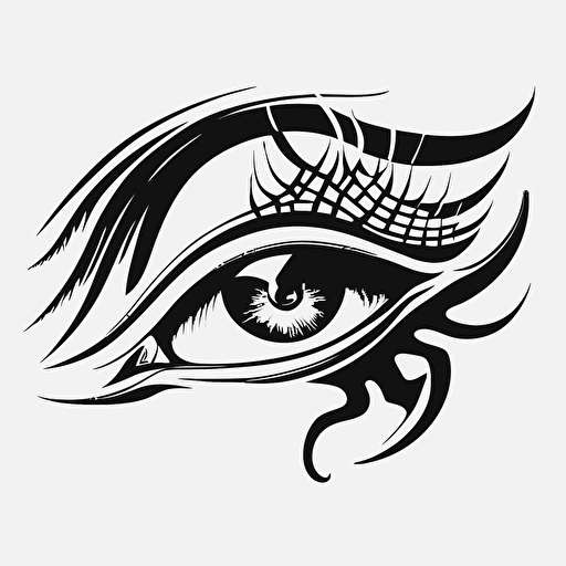 anime eye of horus, vector art, black white, logo, transparent background