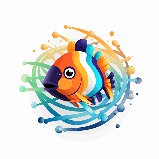 logo clean clown fish keyboard network cables vector multi color white background