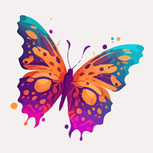 a flat vector Butterfly isolated on a white background bright and exciting for 10 year old girls in the style of my little pony