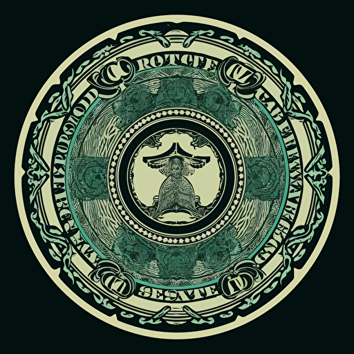 vector logo, us dollar, #0C4B33 on a solid with background. on a dollar bill –no text