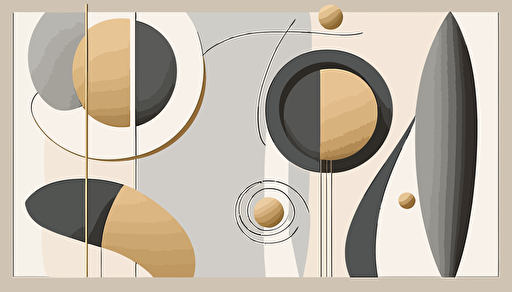 Grey and beige abstract mid century modern, Minimalist, vector, contour