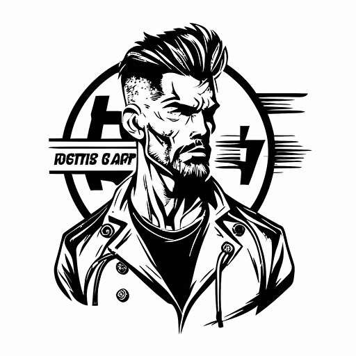 a simple sketch of a punk medical doctor on white background, logo, vector