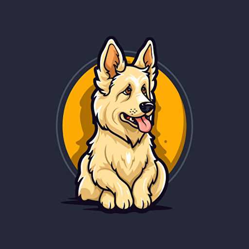 swiss shepherd short fur and floppy ears, vector logo for beer, modern and minimalism style