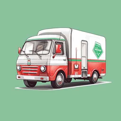 vector drawing red white green delivery car of a german pharmacy