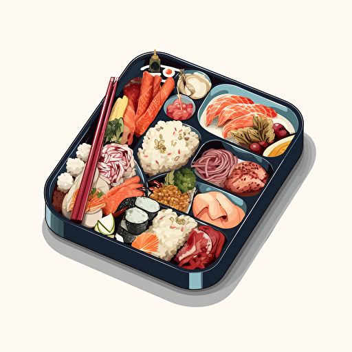 bento box, vector art, white background