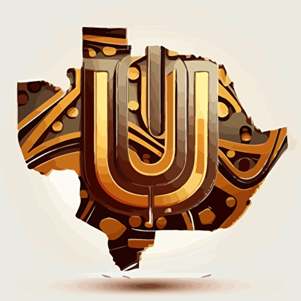 futuristic, vector style logo for university, the letter U, the map of Africa shape