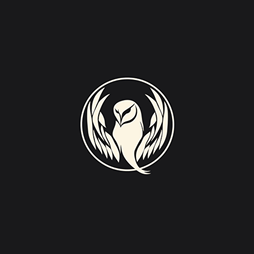 abstract vector minimal logo for design company, white barn owl style