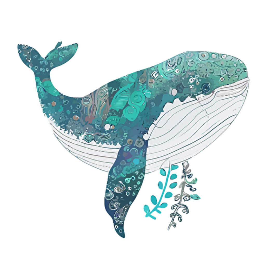 boho style whale, florida vibes on white background vector image