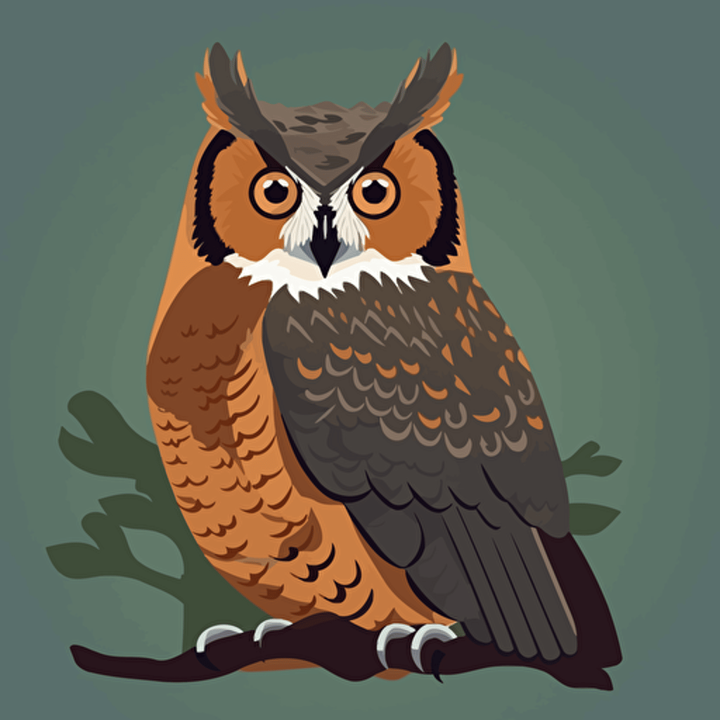 fairytale Great Horned Owl simple vector style