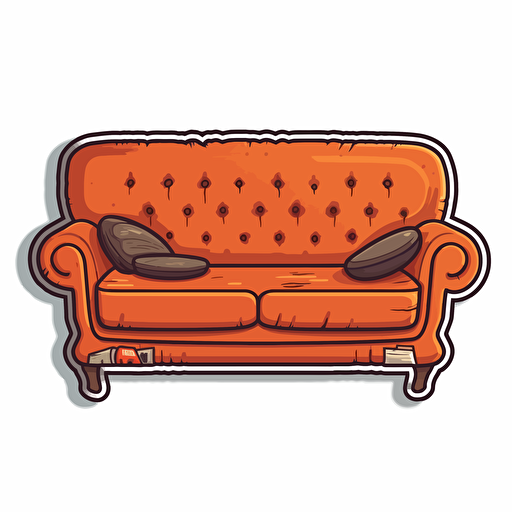 upside down couch 2d simple die-cut sticker vector art