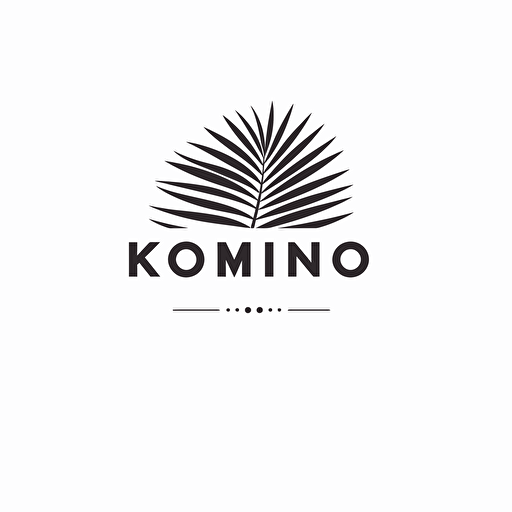 design vector logo with white background with text "kokomo" include palm leaf design in the last letter O, minimalist