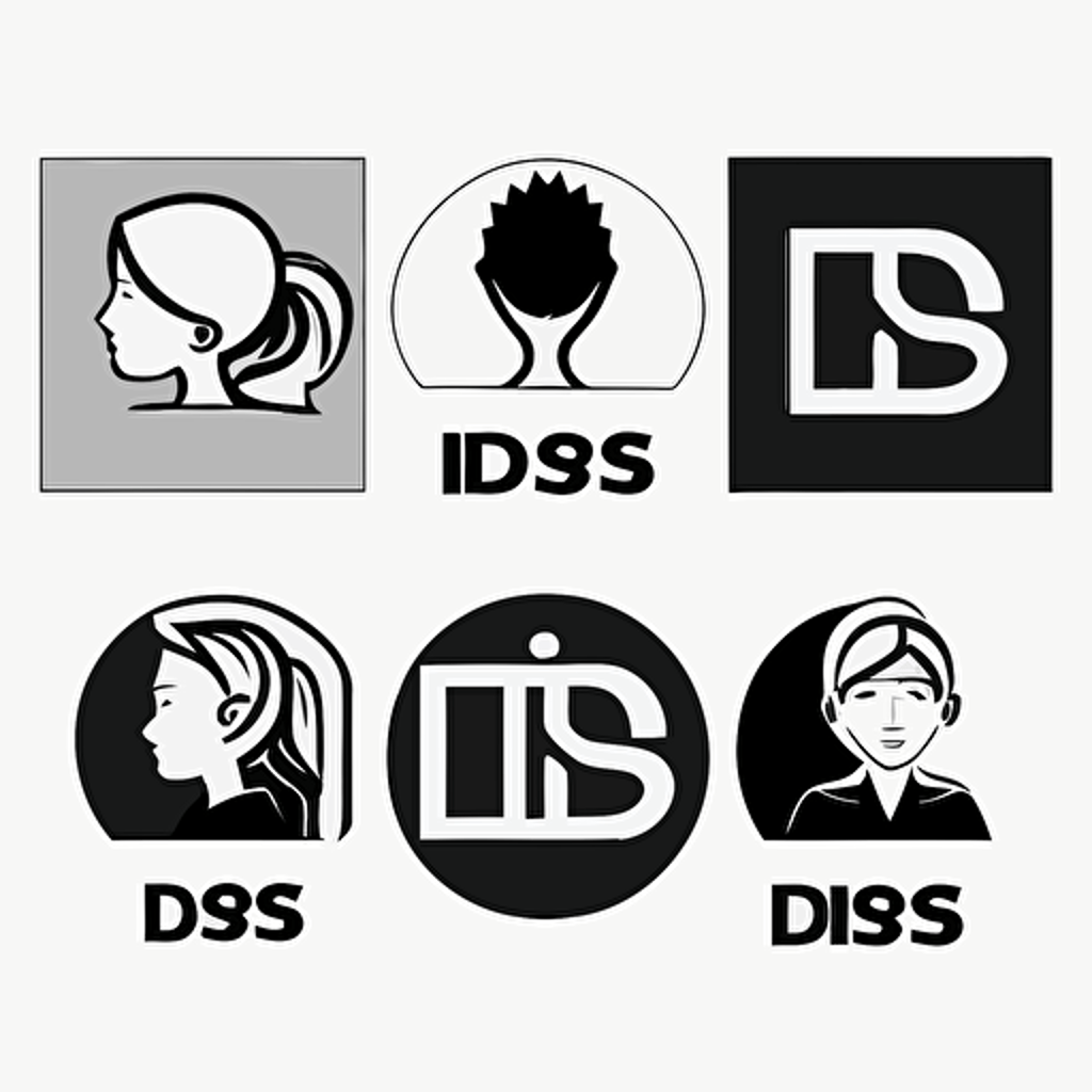 "IDS" logo, icon, Many Sides view, comic vector illustration style, flat design, minimalist logo, minimalist icon, flat icon, adobe illustrator, cute, Black and white, white background, simple, Swiss Logo Design