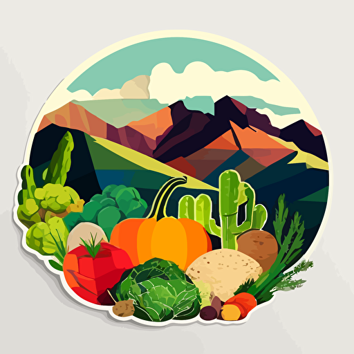 vegetables sahed as mountains , seamless, vector sticker