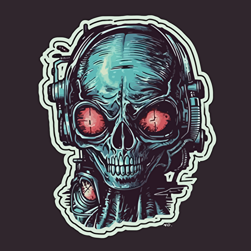 Demonic Alien,Horror, VHS Horror, VHS, Sticker, 80s horror comic art, Vector,