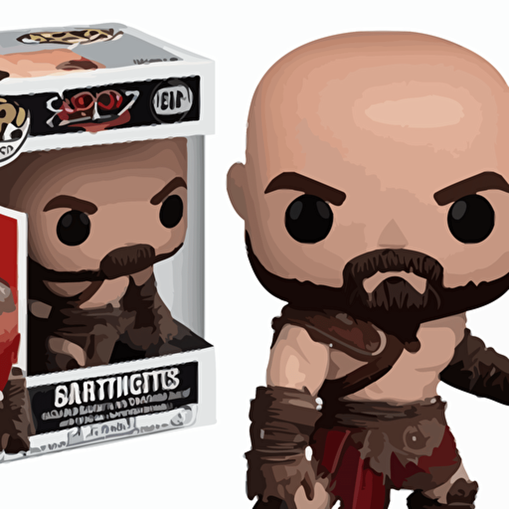 body 3d render kratos god war funko pop studio lighting white background blender trending artstation 8k highly detailed