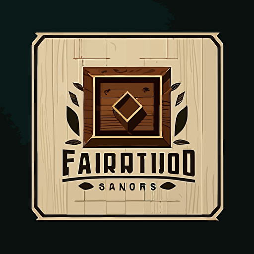 simple logo design for a wood workshop, name "wood in a square", flat 2d, vector, esport, company logo,bauhaus style