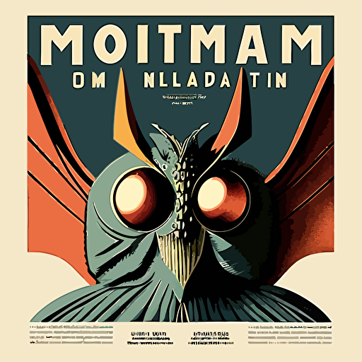 mothman criptid, mid century, 50s mid century, vector illustration