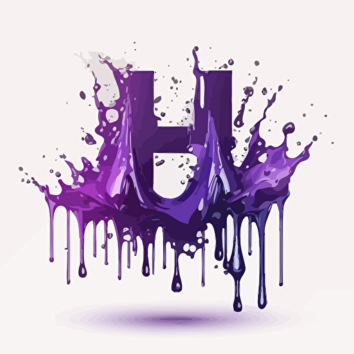 Lettermark logo of 'H', splashed water, High quality logo design, Vector, Minimal, white background, transparent background, purple color, super simple, illustration,