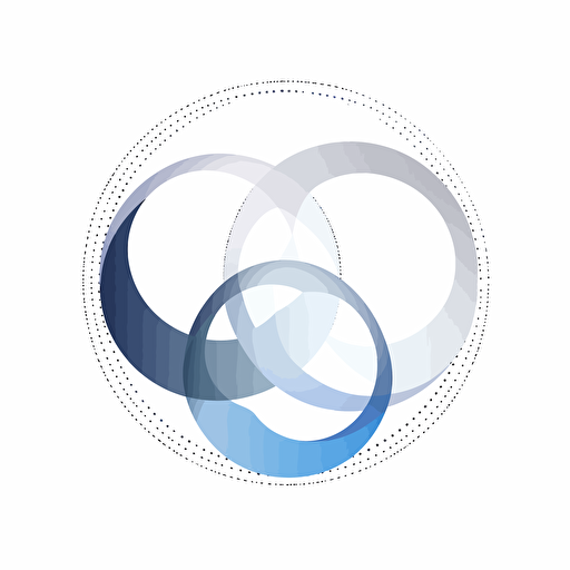 3 small circles inside another bigger circle, artificial intelligence logo, vector art, consciousness, infinite logo minimalist, technology and innovation, deep transcendent, silver blue gradient, flat and vector style, white background with no text