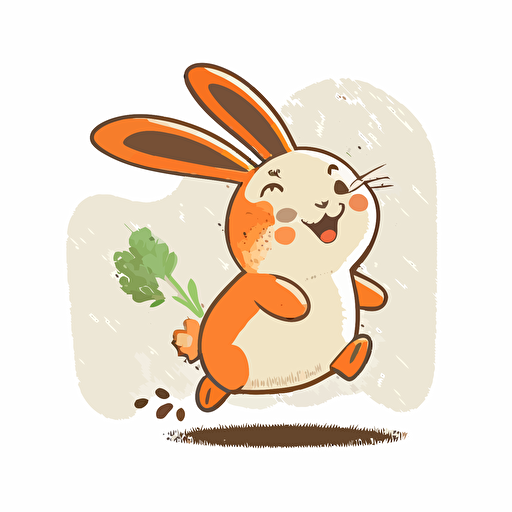 Happy bunny vector with carrot on a white background