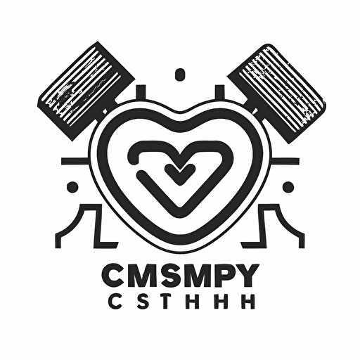 a logo vector about fashion brand called "gymcrush", use a line heart with dumbbells together, use black color, line vector, white background