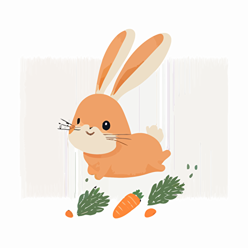 Happy bunny vector with carrot on a white background