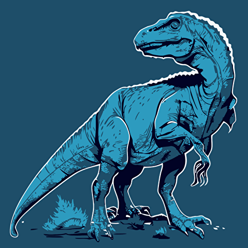 an orodromeus dinosaur done in a line drawing style, vectorized, blue shading