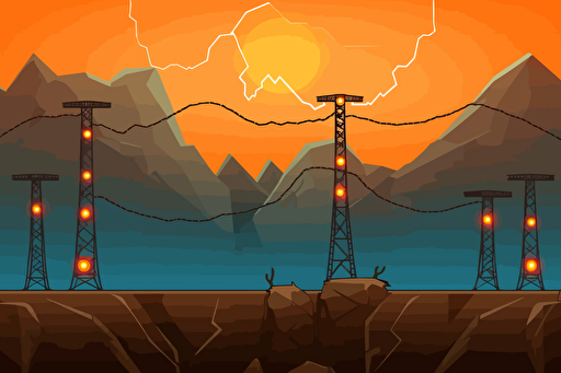 Design a game menu background, electric power elements, 2.5D vector style